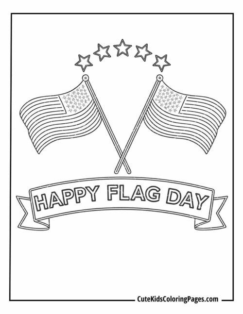 Crossed Flags with ‘Happy Flag Day’ Banner