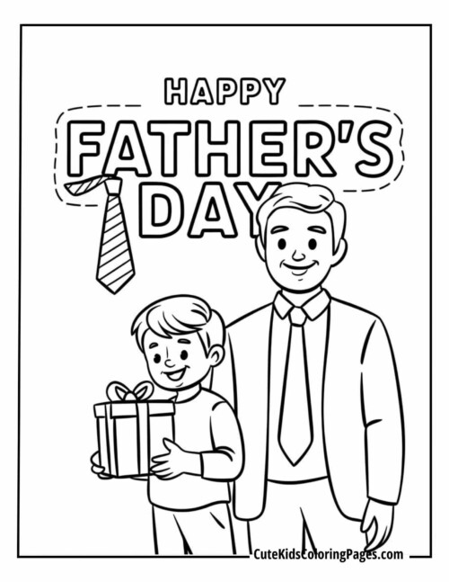 ‘Happy Father's Day’ Banner with Father and Son